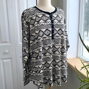 Ralph Lauren CHAPS Aztec Print Long Sleeved TShirt size 3X